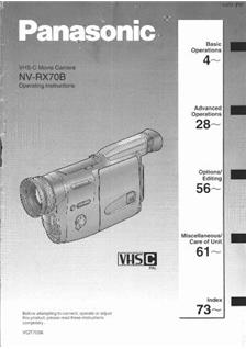 Panasonic NV RX 70 B manual. Camera Instructions.